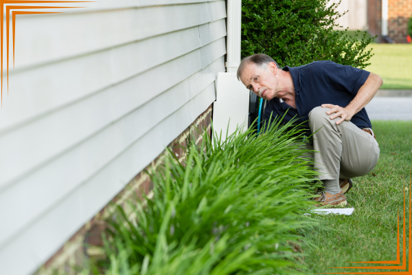 a man leaning against a house with a toothbrush in his mouth